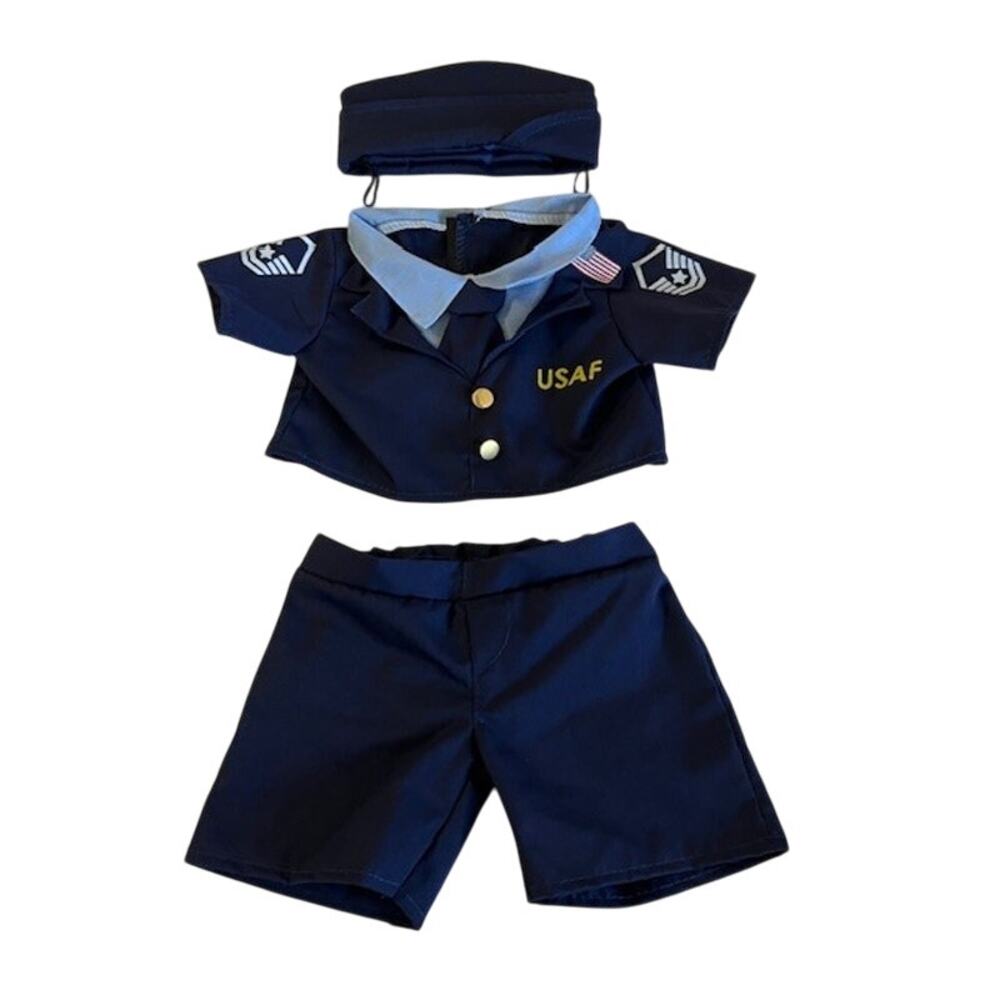 Build A Bear Workshop Air Force Military Blues Uniform Outfit And Hat